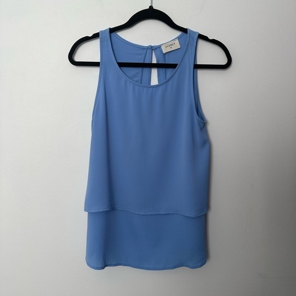 Everly Top Blouse Blue Sleeveless Summer Festival Flowy Top minimalist Spring - Picture 2 of 14